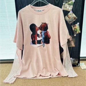 Acne Studios Pink Long Sleeve Teddy Bear Tee